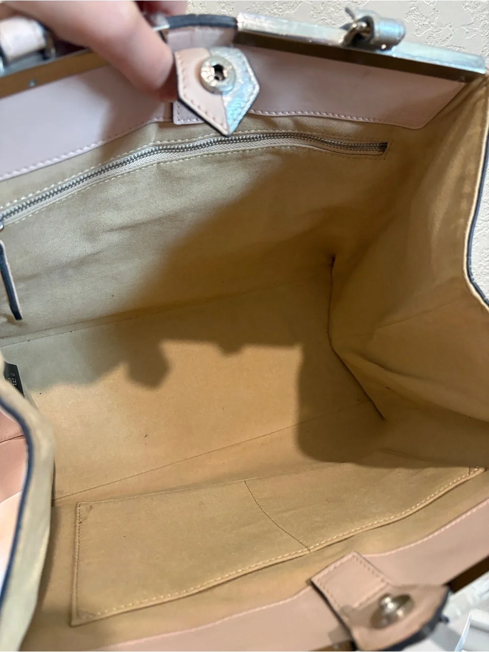 Fendi 3Jours Nude Silver Tote Leather Hand Bag